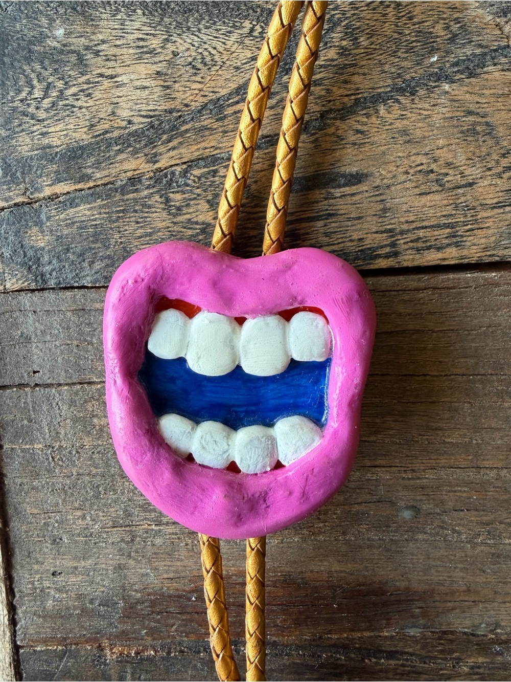 Kate Hype Pink Mouth Bolo Tie - Local Houston Artist